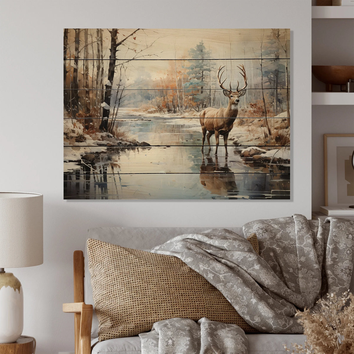 Animals Print on Natural Pine Wood D94522