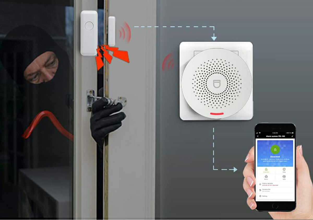 8 Pieces Smart Home Security System Kit with Alarm Siren, Door Window Sensor, Remote S458