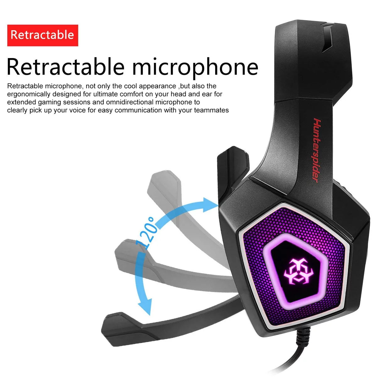 Gaming Headset with Mic, Over Ear 3.5mm Noise Canceling LED K5901