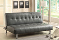 Gray Faux Leather Tufted Convertible Futon Sofa D93050