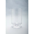 11” Cylindrical Handblown Glass Pillar Candle Holder with Pedestal C713753