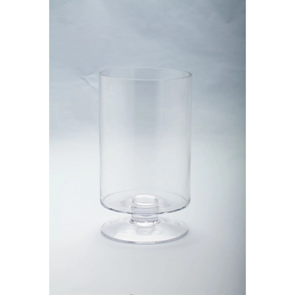 11” Cylindrical Handblown Glass Pillar Candle Holder with Pedestal C713753