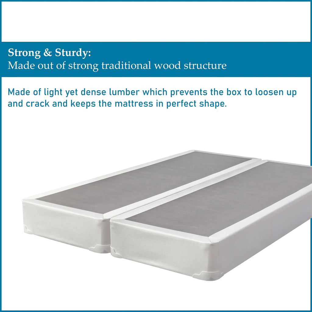 Fully Assembled 4 Split Wood Box Spring, Full, White Q33838