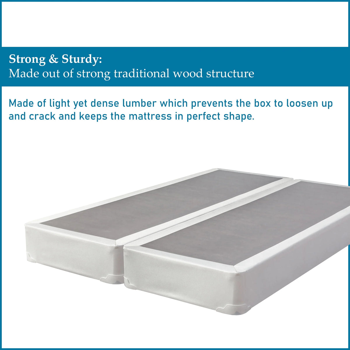 Fully Assembled 4 Split Wood Box Spring, Full, White Q33838