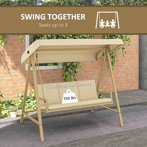 3-Seat Outdoor Porch Swing with Stand and Adjustable Canopy M911830