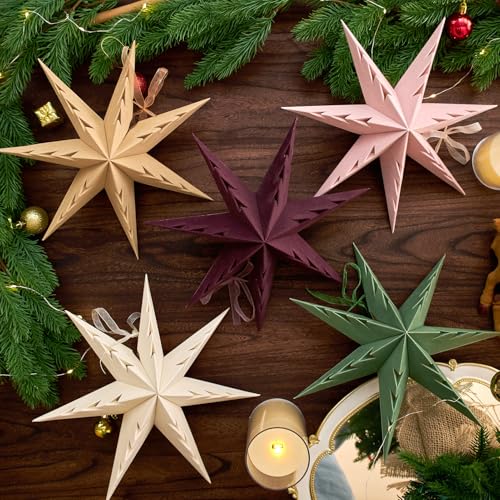Flocked Paper Star Lantern 12 inch Foldable Q470
