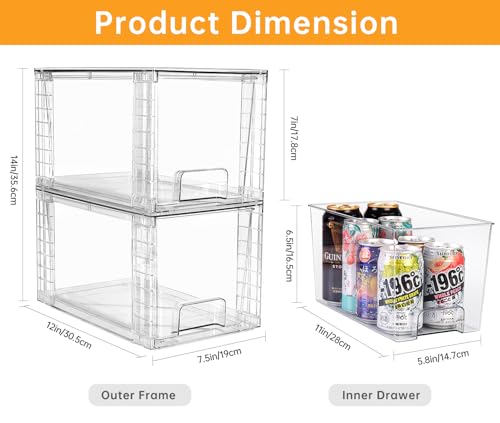 Clear Stackable Kitchen Storage Drawers with Handles D37079