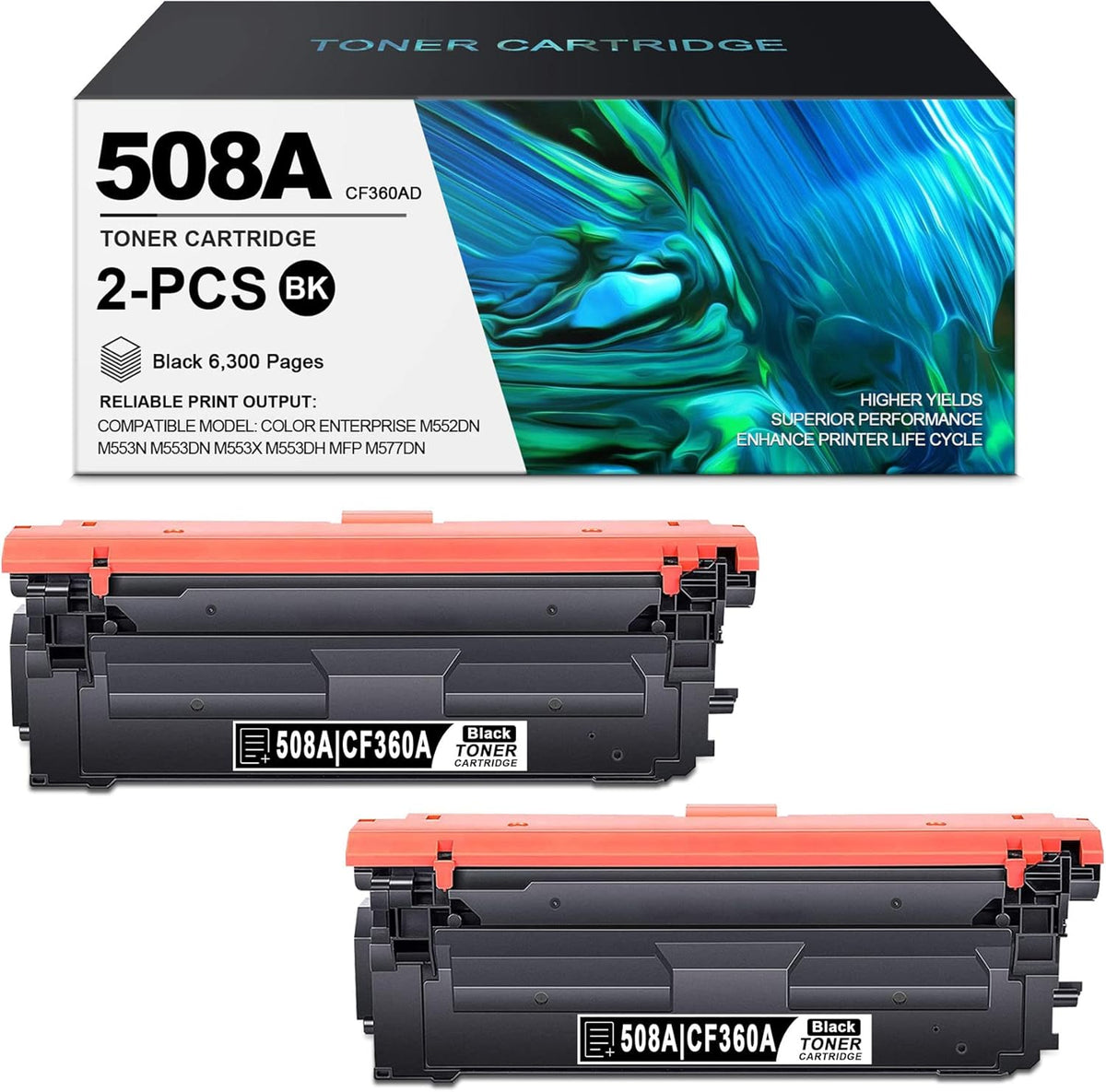 2 Pack Black 508A Toner Cartridge F223