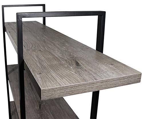 3-Tier Gray Oak Metal and Wood Bookshelf E1446