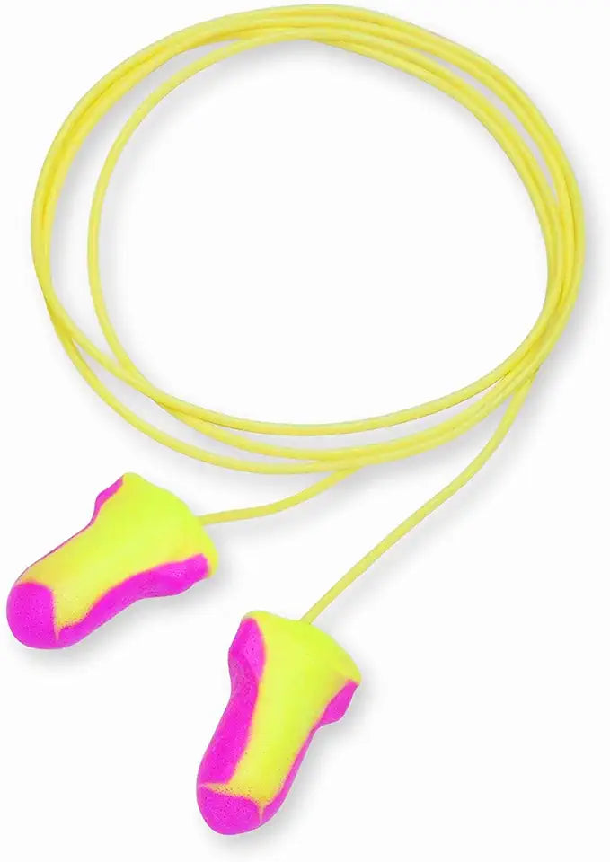 High Visibility Disposable Foam Earplugs, 100-Pairs, Pink/Yellow J5353