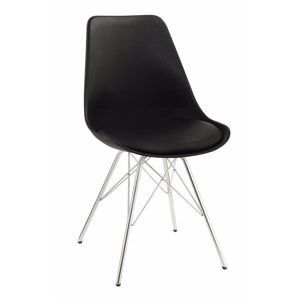 Black and Chrome Dining Chairs Set of 2 L901