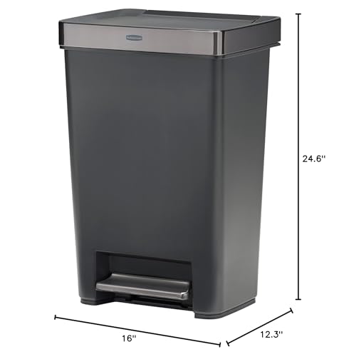 Charcoal 12.4 Gallon Stainless Steel Step-On Trash Can V175375