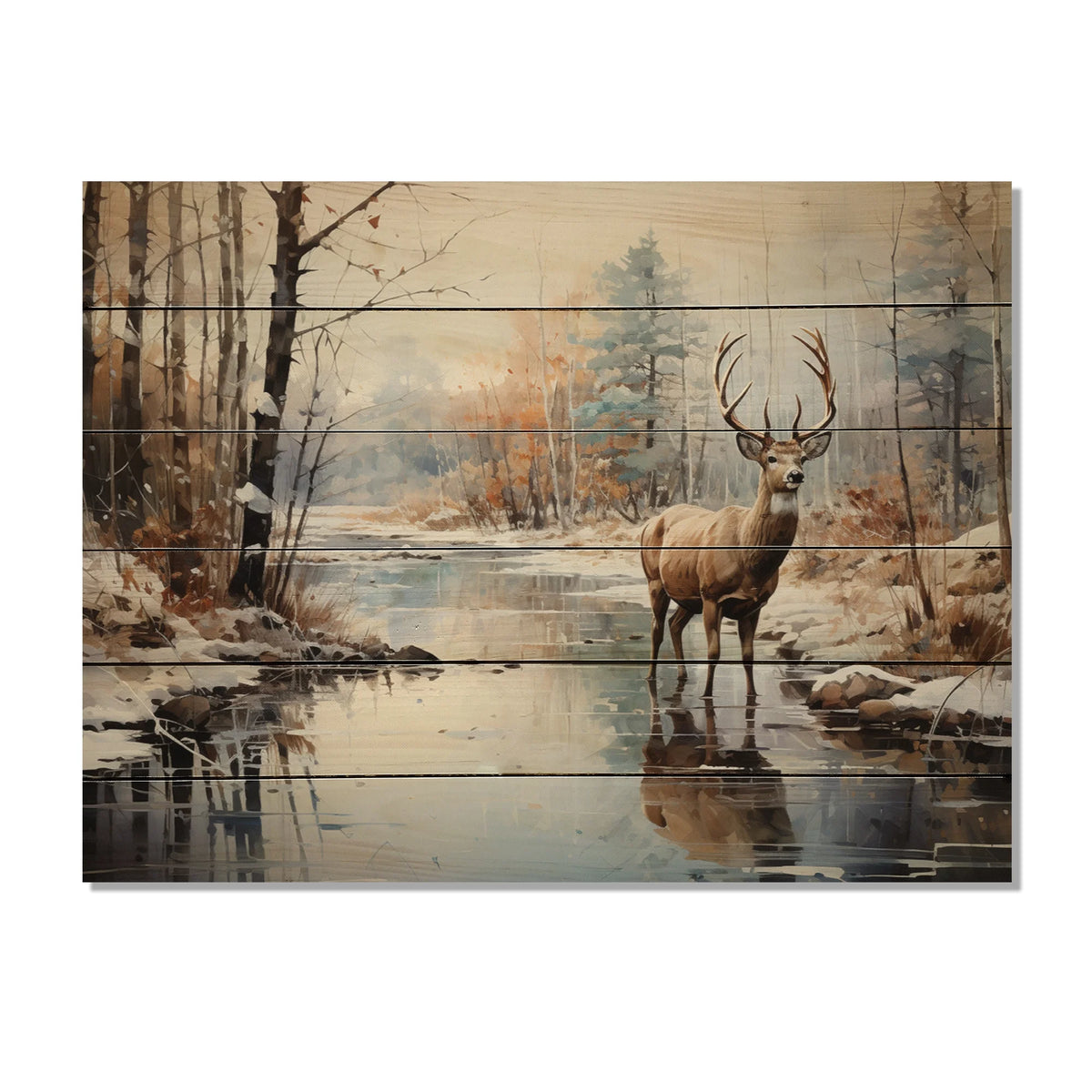 Animals Print on Natural Pine Wood D94522