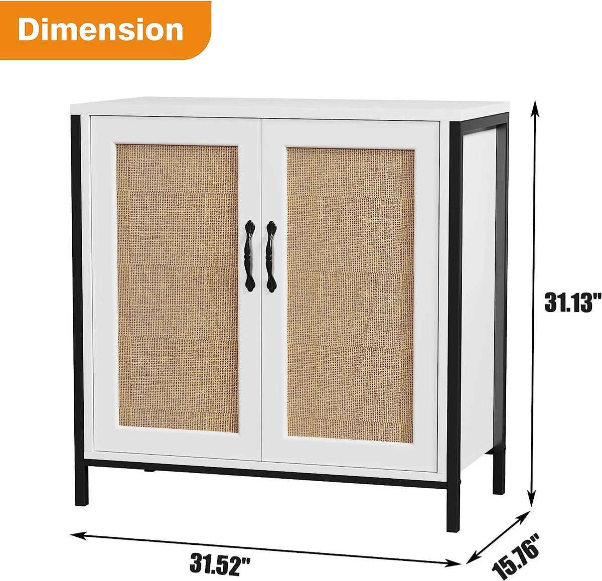 Rattan Cabinet with Doors and Shelves Z60622