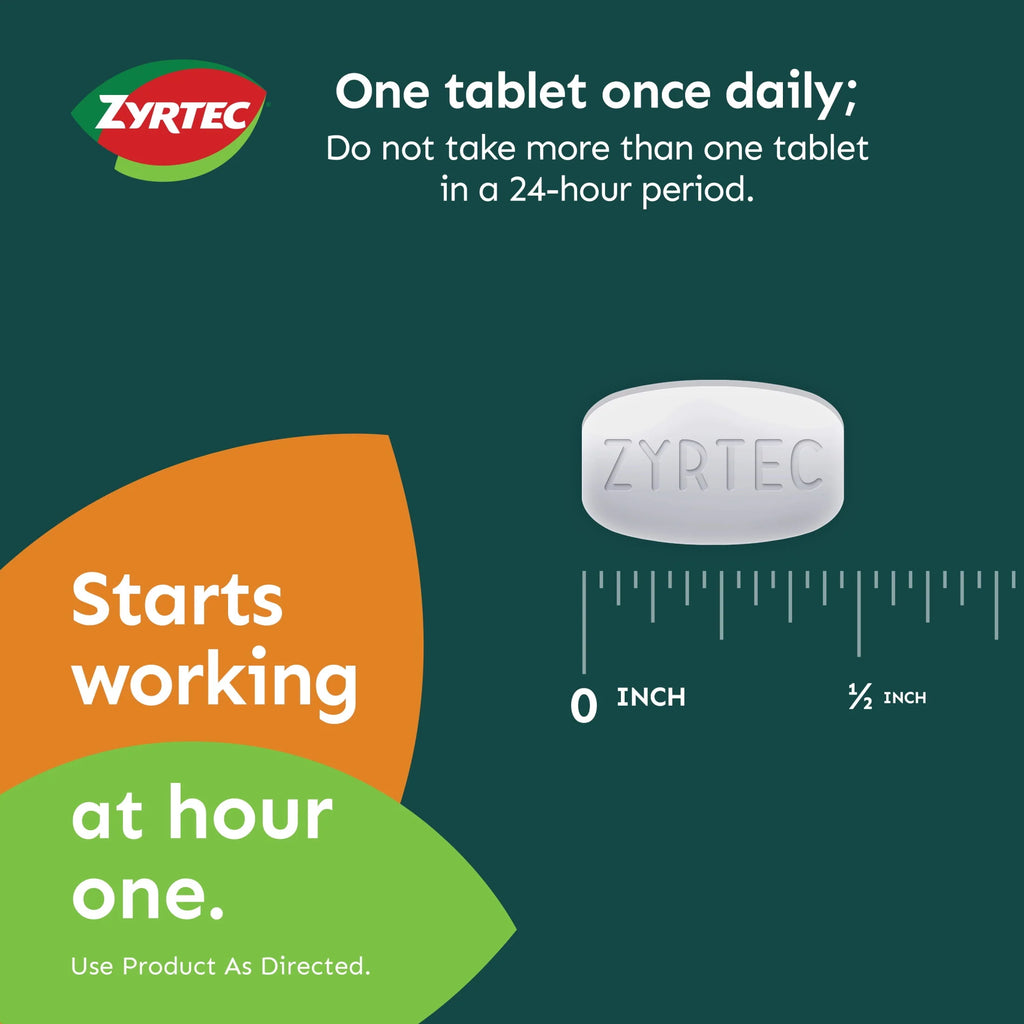 24 Hour Allergy Relief Tablets 10 mg Cetirizine HCl 30 Ct O491700