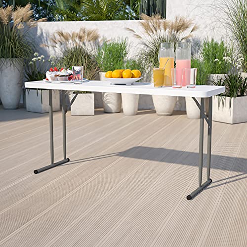 5' White Plastic Folding Training Table F577