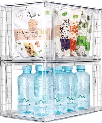 Clear Stackable Kitchen Storage Drawers with Handles D37079