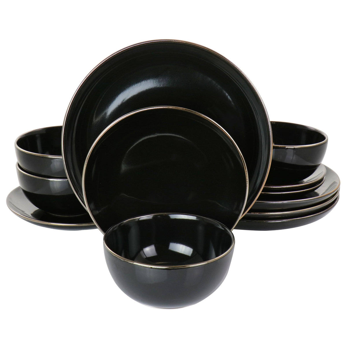 Gold 12 Piece Stoneware Dinnerware Set J1169