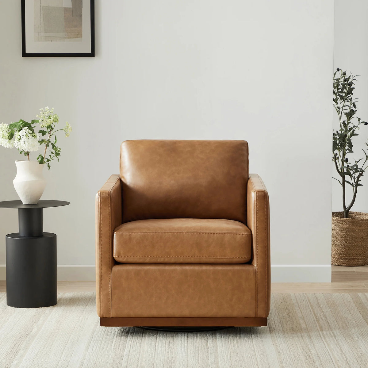 Swivel Faux Leather Accent Chair E604202