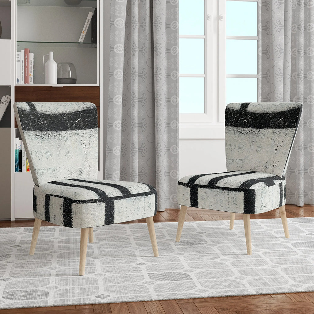 Black And White Geometric Upholstered Accent Chair R3174