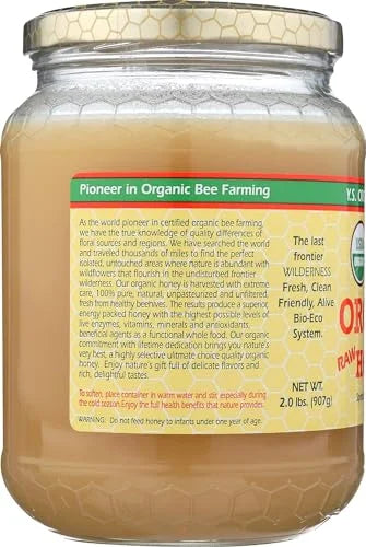 Certified Organic Raw Unprocessed Unpasteurized Honey 32oz Pack of 2 U3088