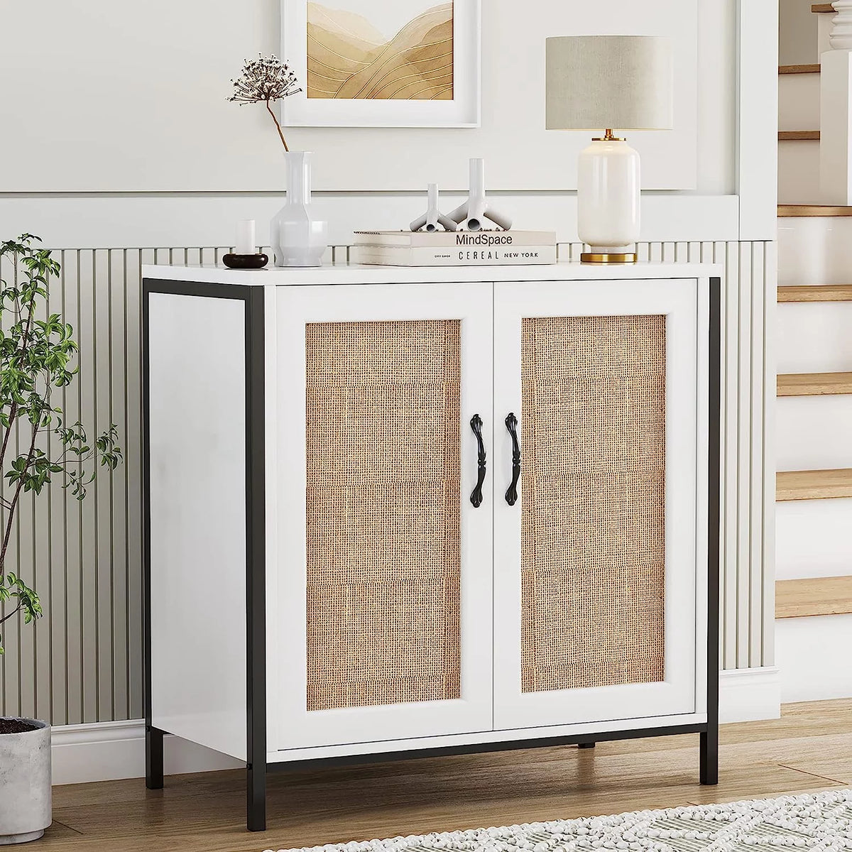 Rattan Cabinet with Doors and Shelves Z60622