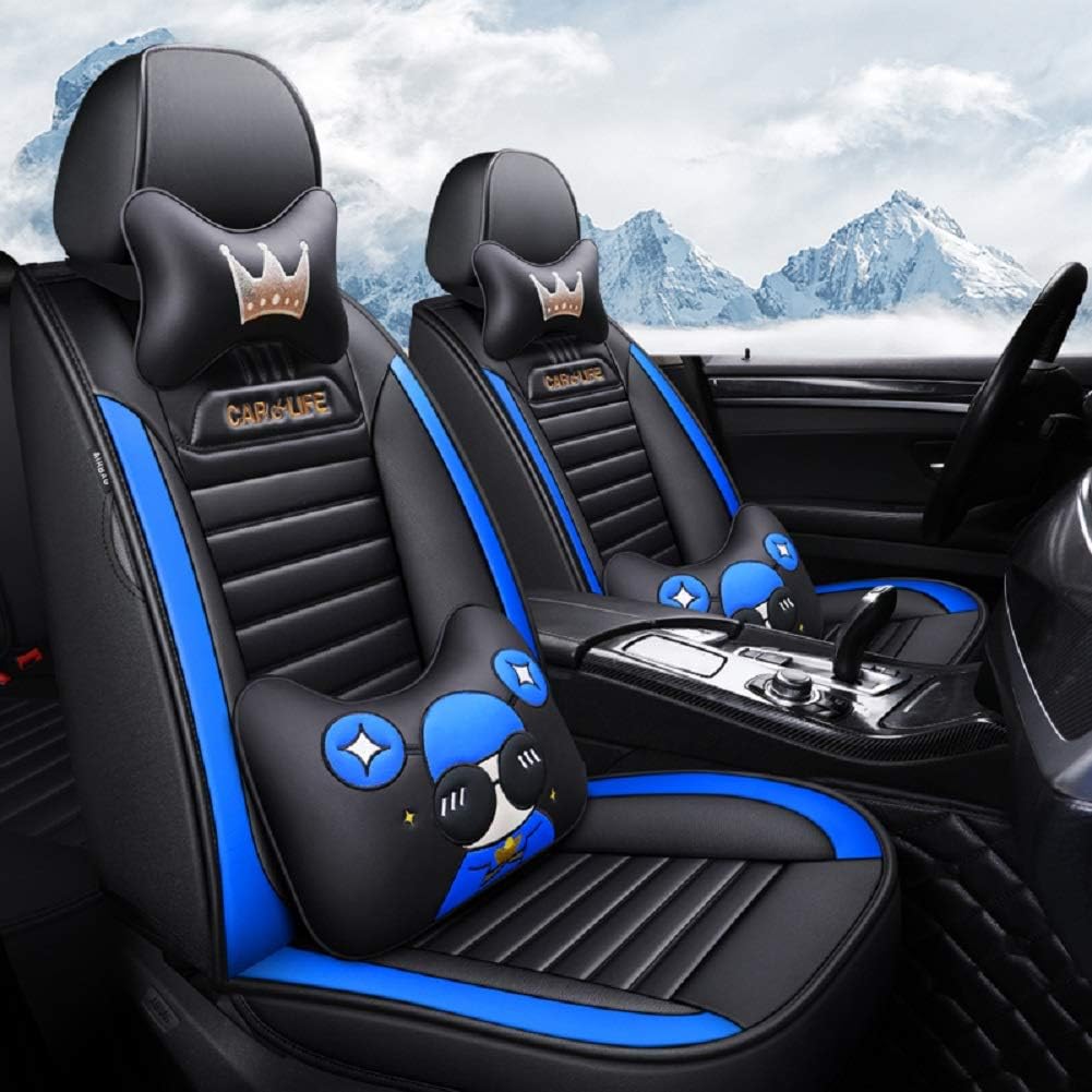 Black-red Leather 5 Seat Full Set Universal Seat Covers M494497