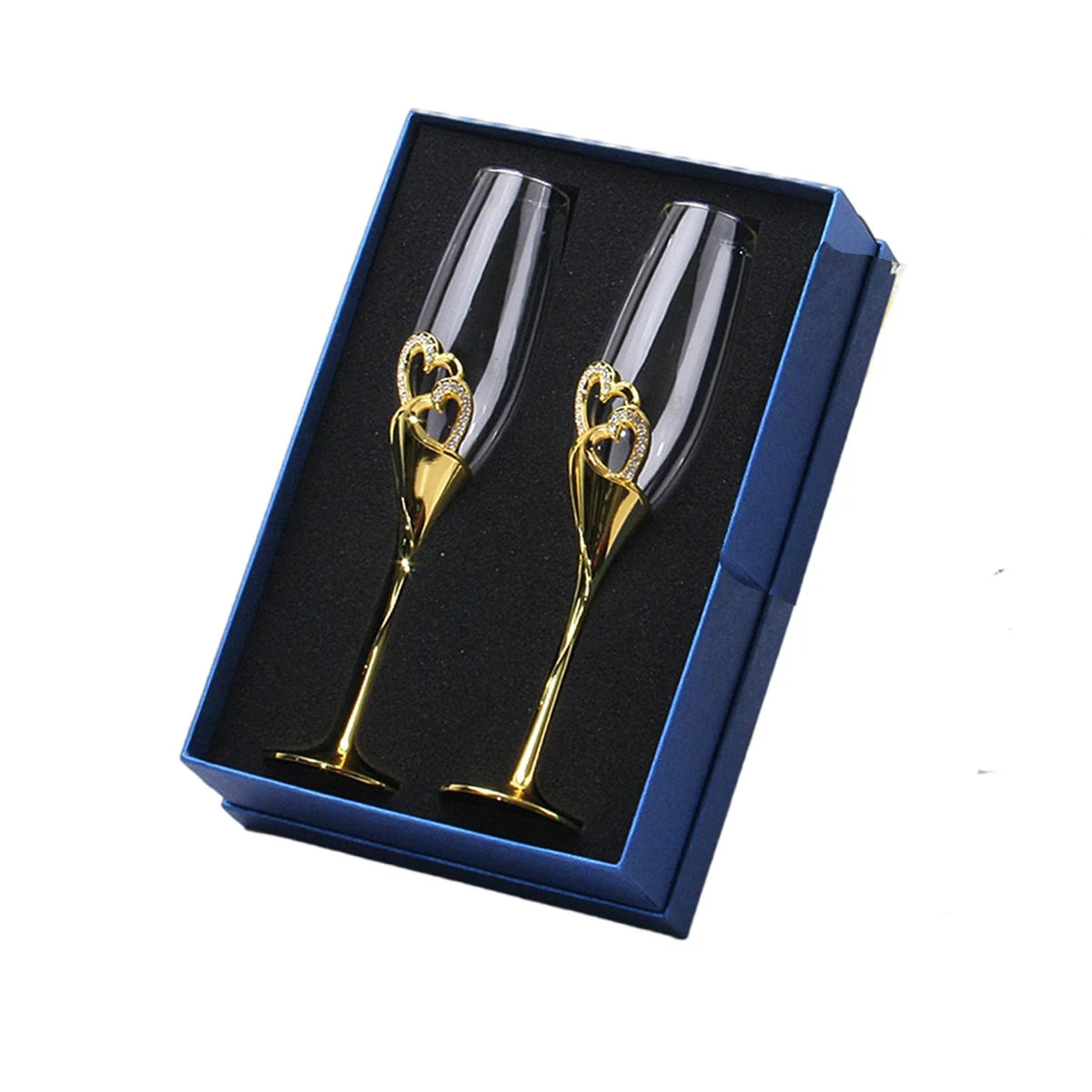 Champagne Flutes Glass Set of 2 Hand Blown Crystal P1068