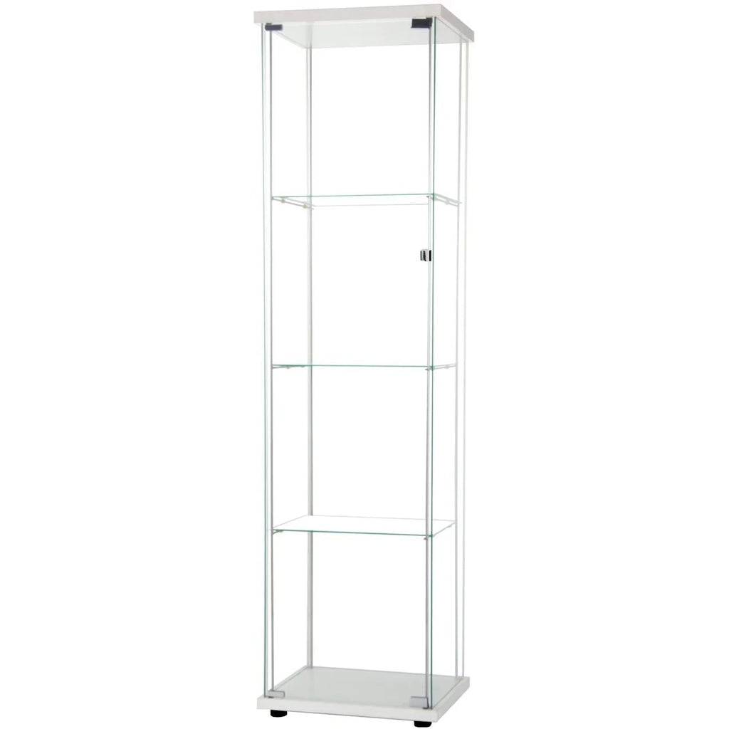 White Glass Display Cabinet with 4 Shelves E648331