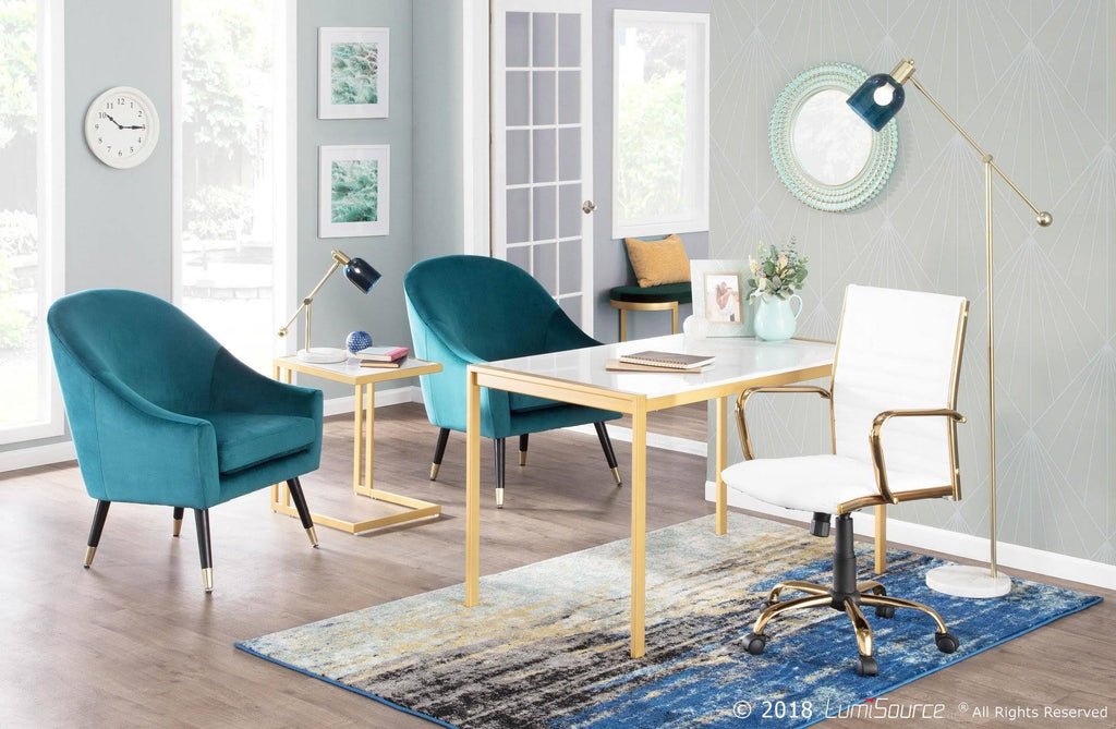 Gold Metal White Marble Side Table U919