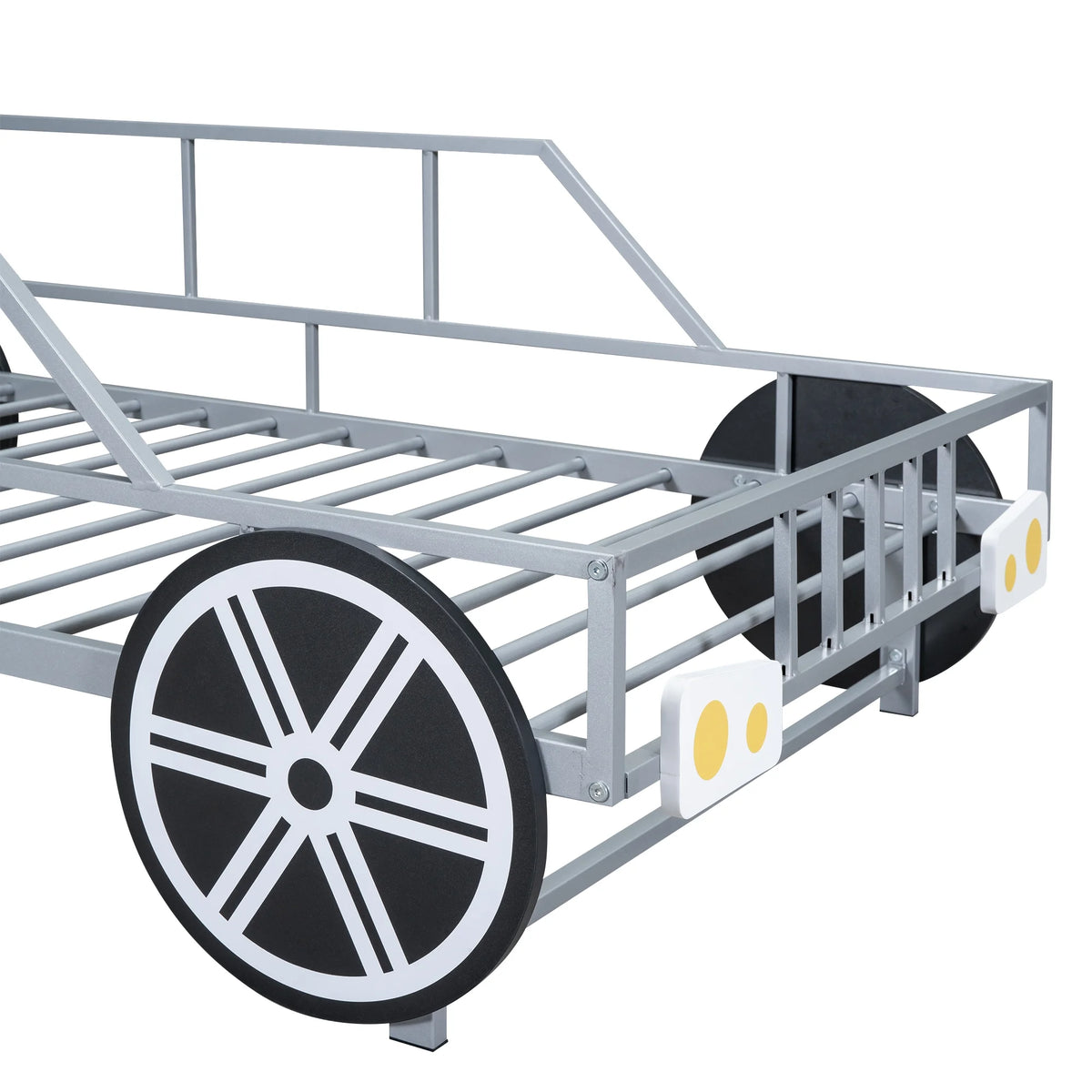 Metal Twin Size Car-Shaped Platform Bed with Tires O309103