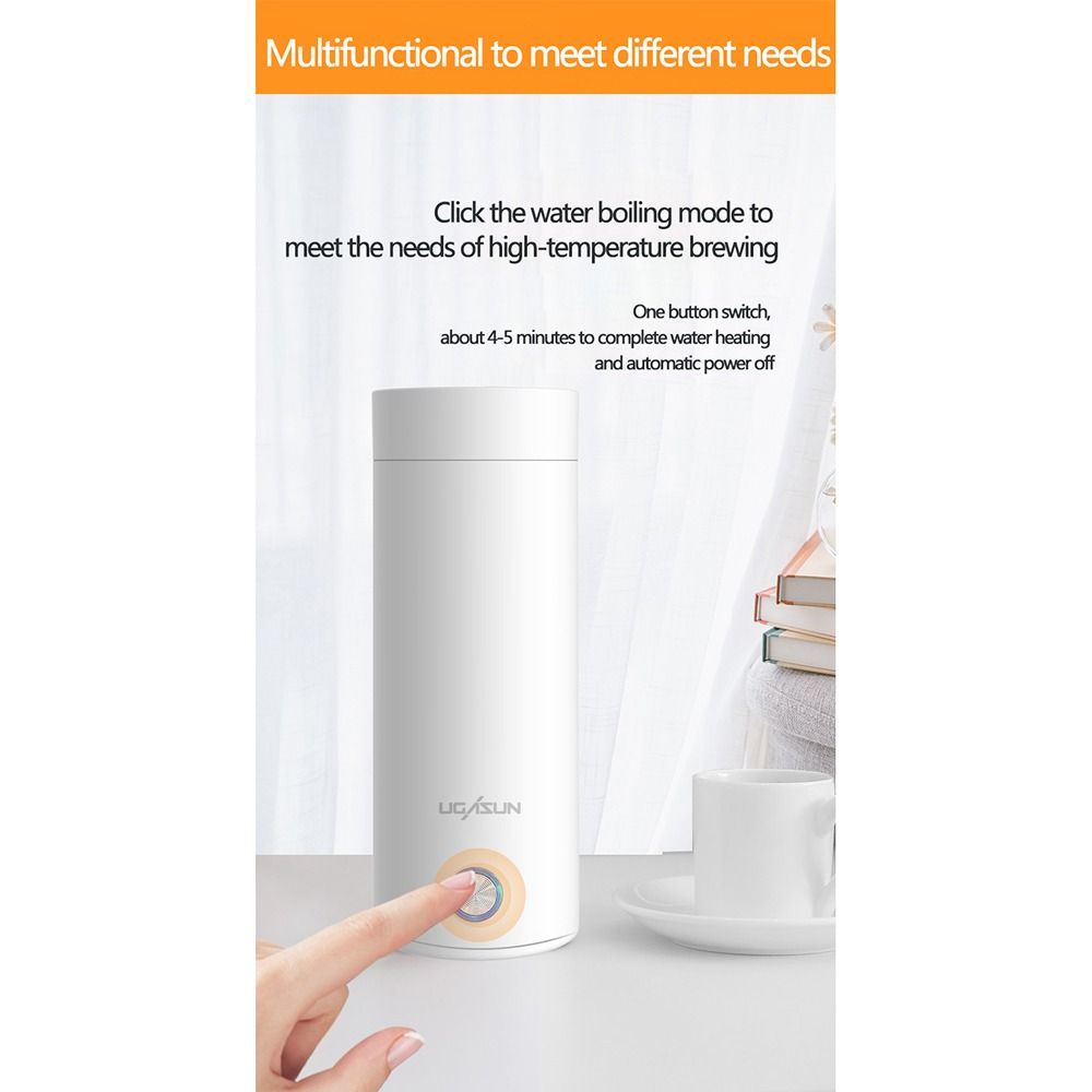400ML Electric Travel Water Boiler Tea Cup WHITE EU K2692