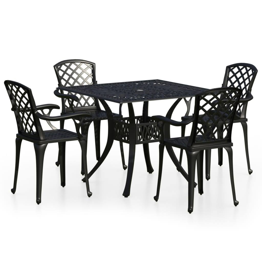 5 Piece Cast Aluminum Black Bistro Set B2570