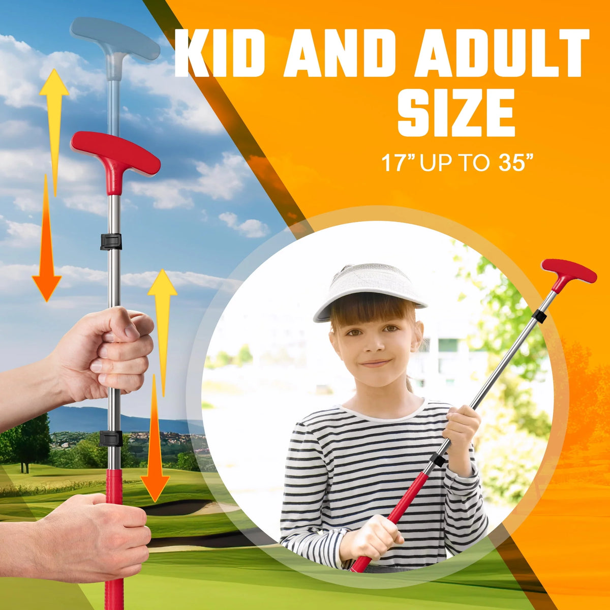 Kids Putter with Extendable Shaft, 3 Balls, Cup with Flag H230892
