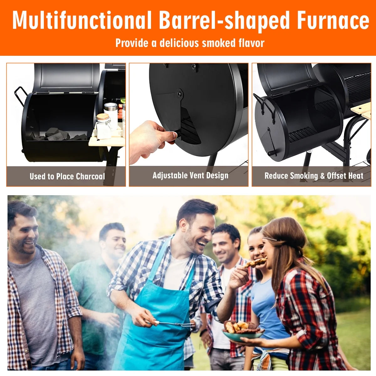 Outdoor BBQ Charcoal Grill Smoker P219