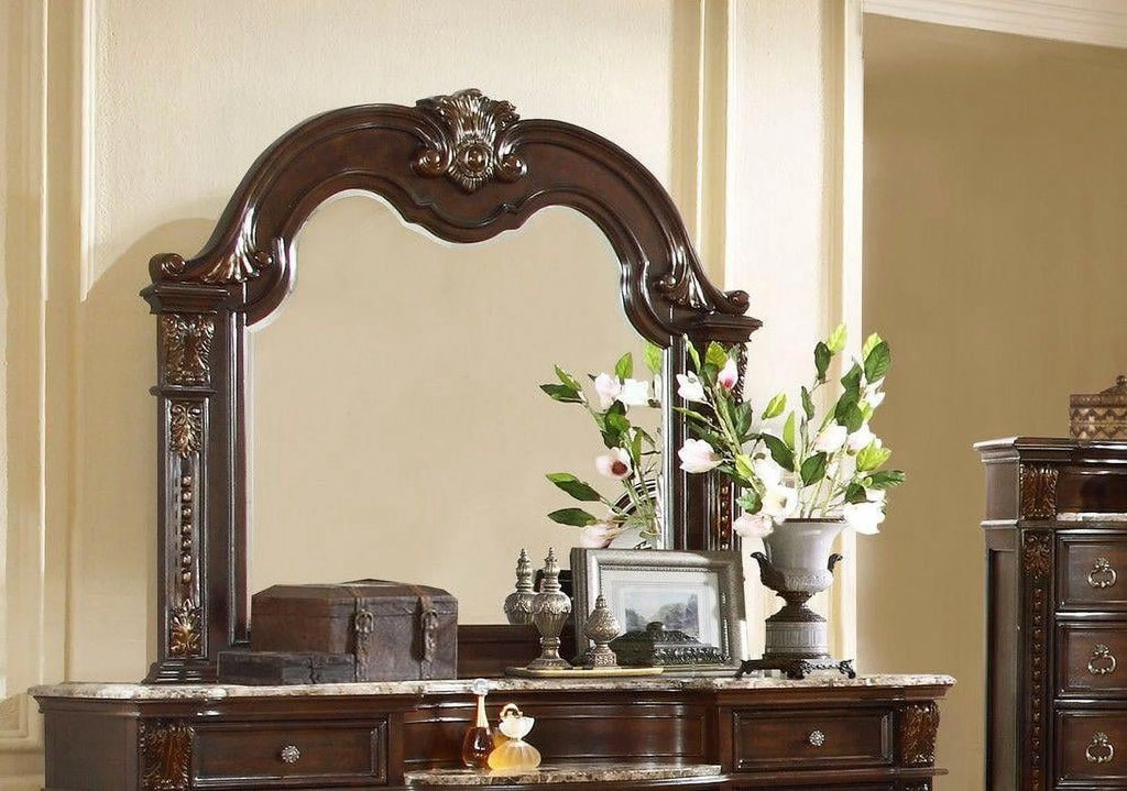 Dark Cherry 11-Drawer Dresser with Mirror U28586
