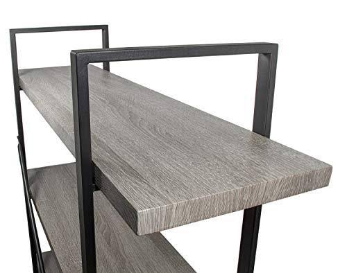 3-Tier Gray Oak Metal and Wood Bookshelf E1446