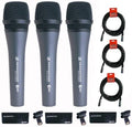 3x Dynamic Cardioid Handheld Stage Microphone with Clip with 3x 15ft XLR Microphone Cable G3279