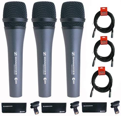 3x Dynamic Cardioid Handheld Stage Microphone with Clip with 3x 15ft XLR Microphone Cable G3279