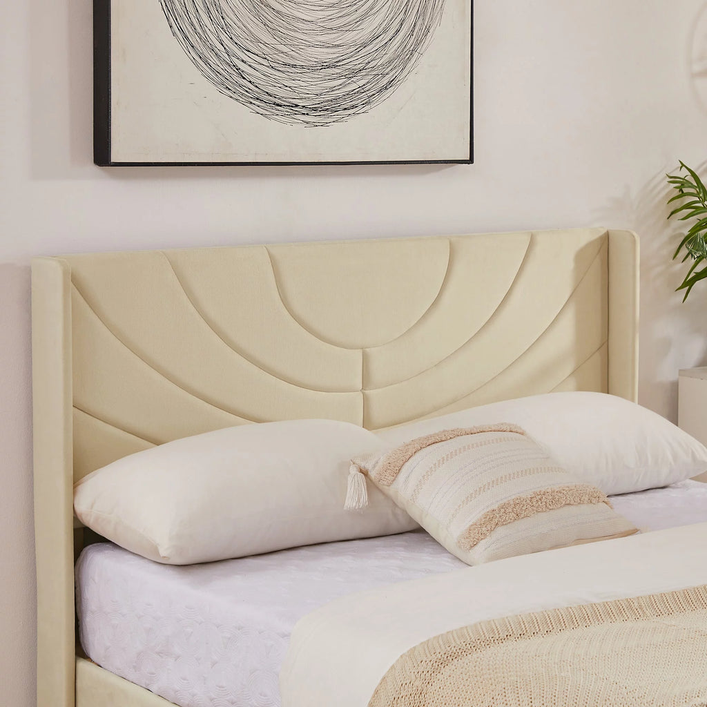 Queen Platform Bed Frame with Upholstered Headboard G5111