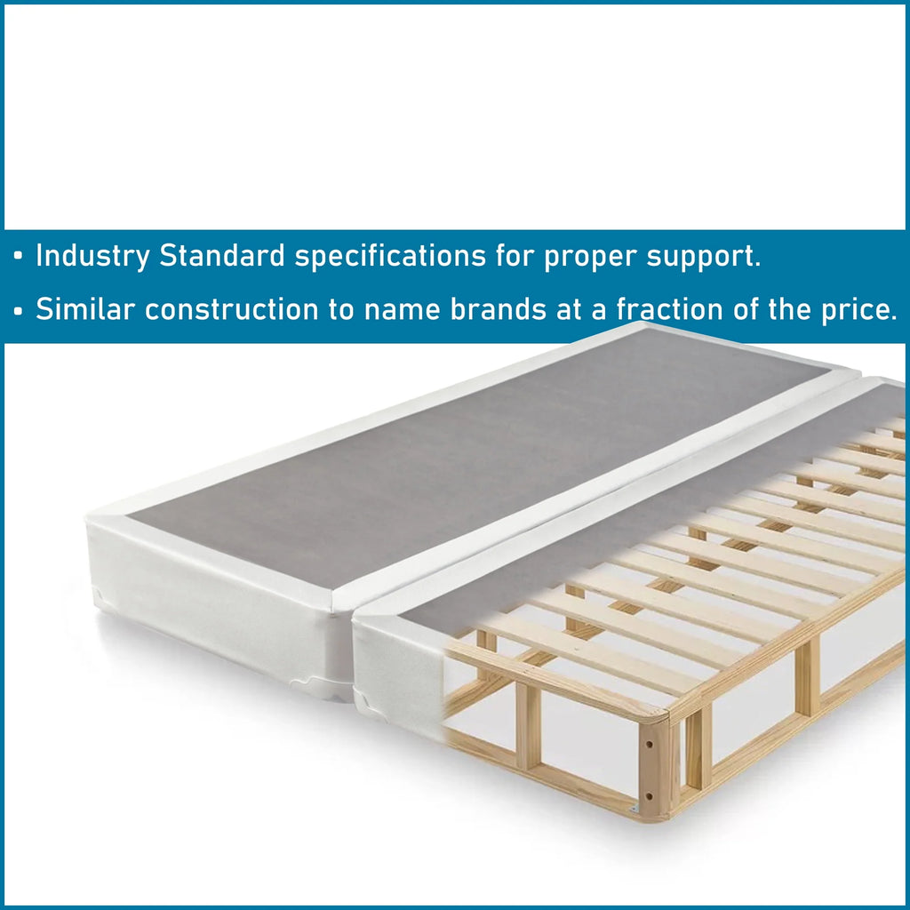 Fully Assembled 4 Split Wood Box Spring, Full, White Q33838