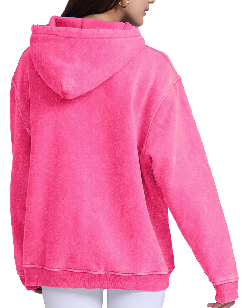 Oversized Acid Wash Hoodie Pullover W170949