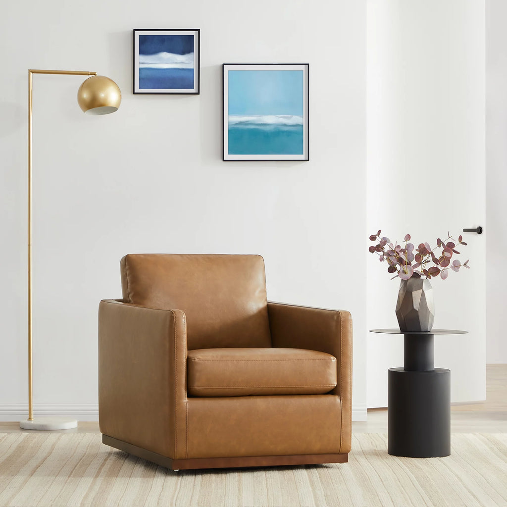Swivel Faux Leather Accent Chair E604202
