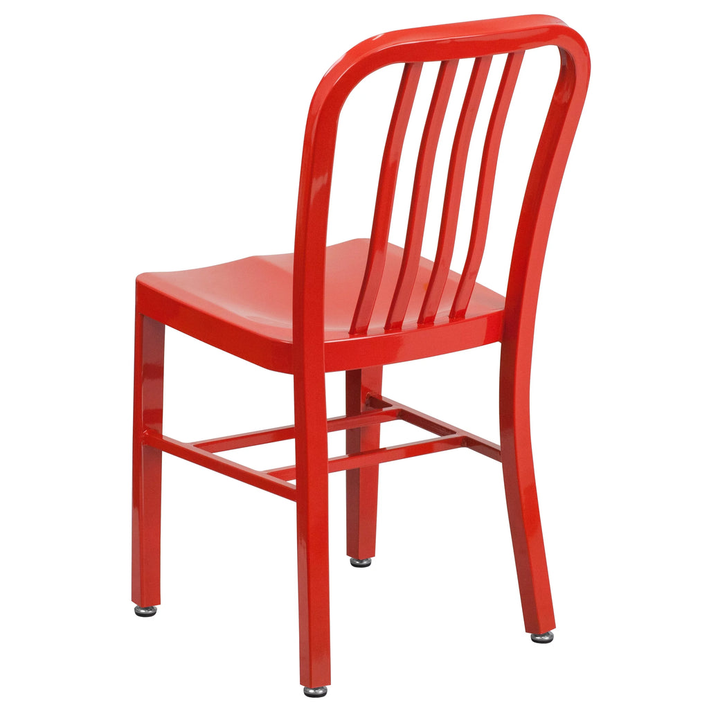 18 Inch Red Galvanized Steel Dining Chair T6382