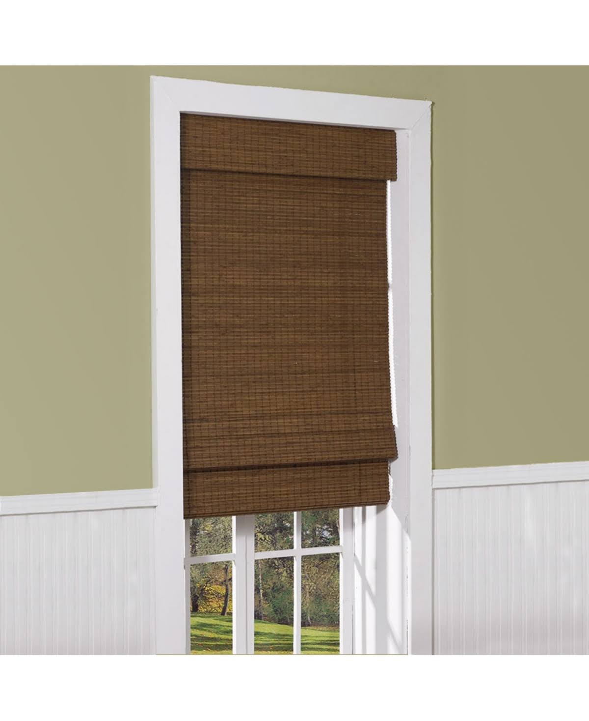 Cordless Maple Bamboo Roman Shade with Valance 35 in. W x 64 in. L K368065