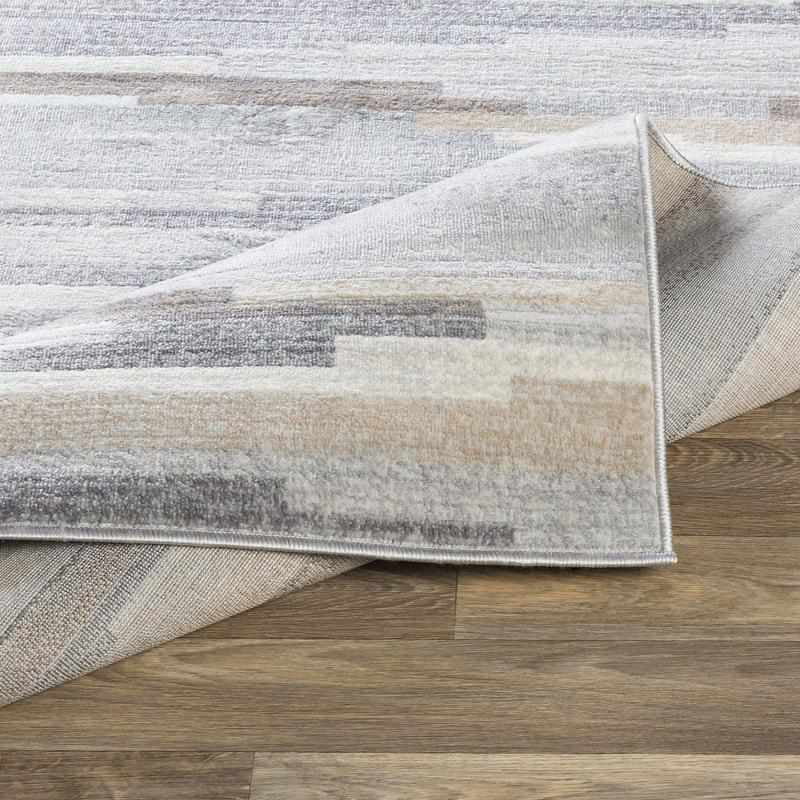 6x9 Gray Tan White Area Rug W678646