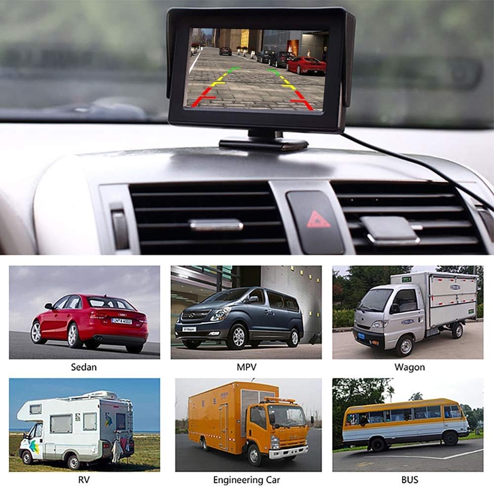 4.3 Inch HD 720P Waterproof Backup Camera with Grid Lines E790