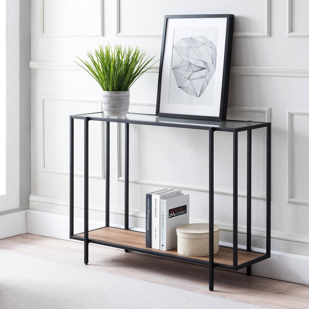 Blackened Bronze and Rustic Oak Accent Table X351999