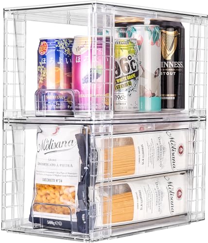 Clear Stackable Kitchen Storage Drawers with Handles D37079