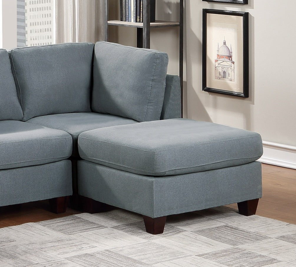 6 Pcs Gray Linen Like Fabric U-Shaped Sectional Sofa Set D104